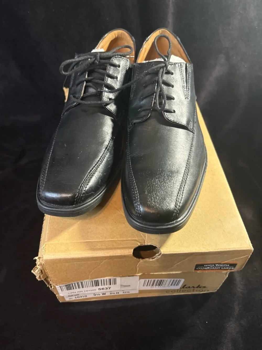 Clarks Men's Black Leather Lace-Up Oxford Dress Shoes NIB Business Casual Preppy